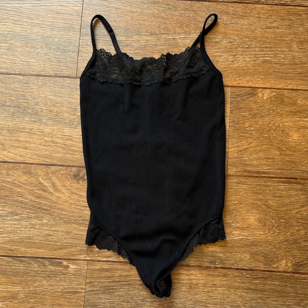 PINK Victoria's Secret Black Lace Trim Chemise